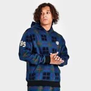 Jordan Essential Holiday Hoodie Men’s Size Small Blue Green Plaid Nike